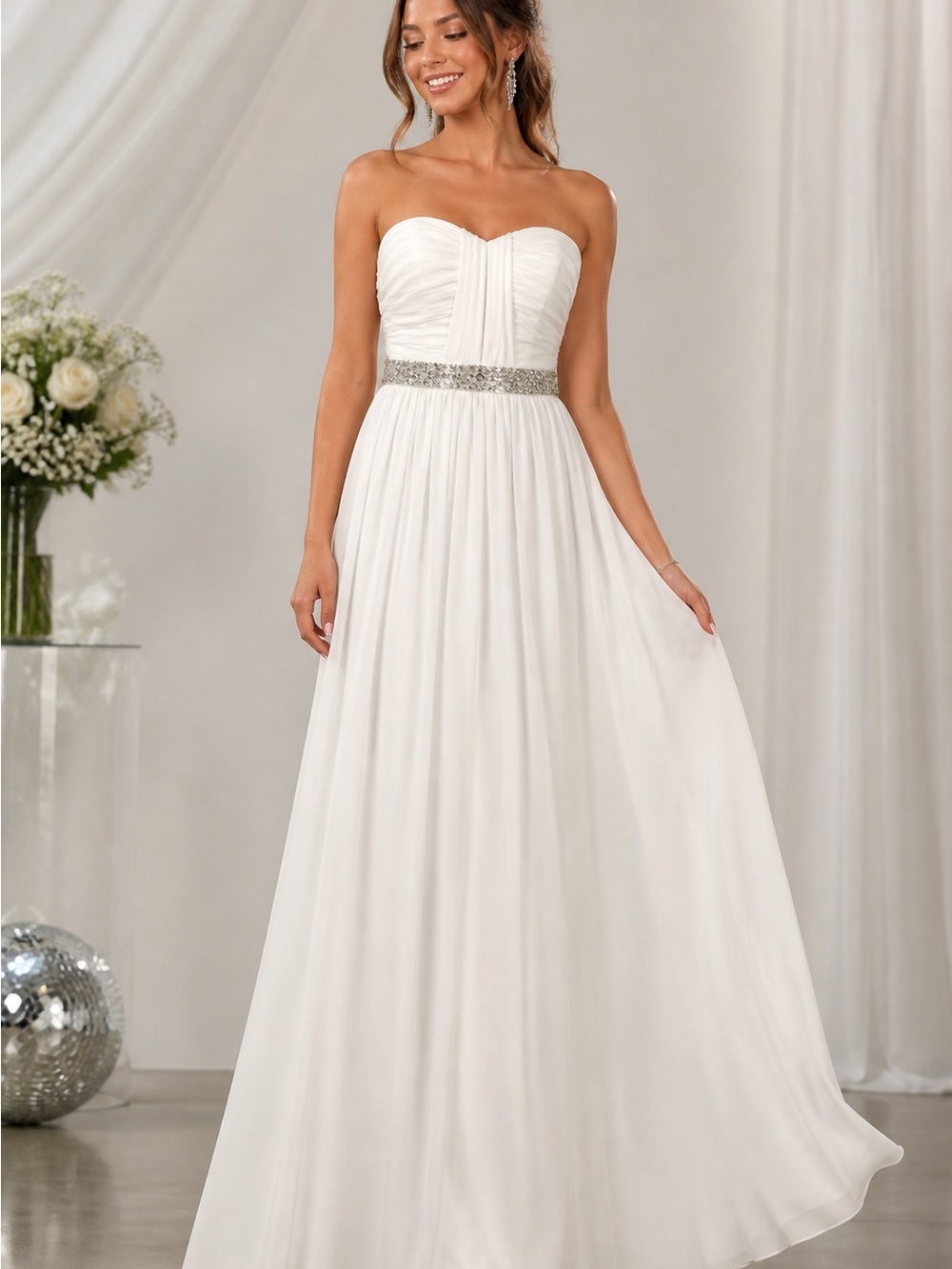 Ethereal Goddess Gown ✨ Romantic Quiet Luxury Beaded Empire Waist Dress Sz 7